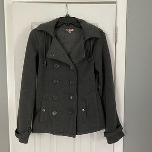 Charcoal gray pea coat